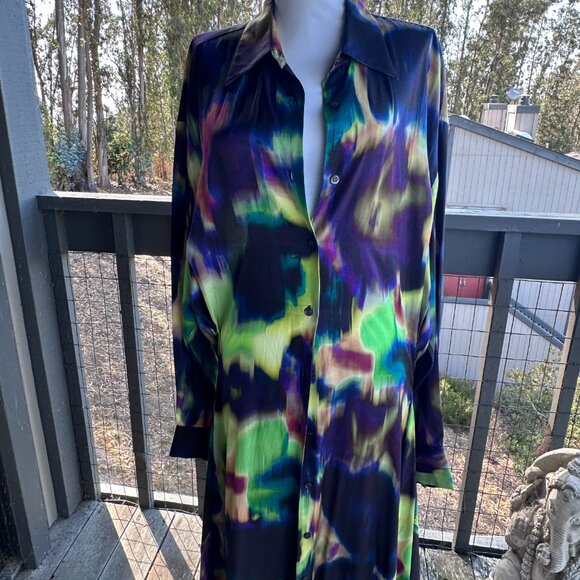 SOLD!  Dries Van Noten Blurred Tie Dye Shirtdress FR38/US6 - Picture 9 of 15
